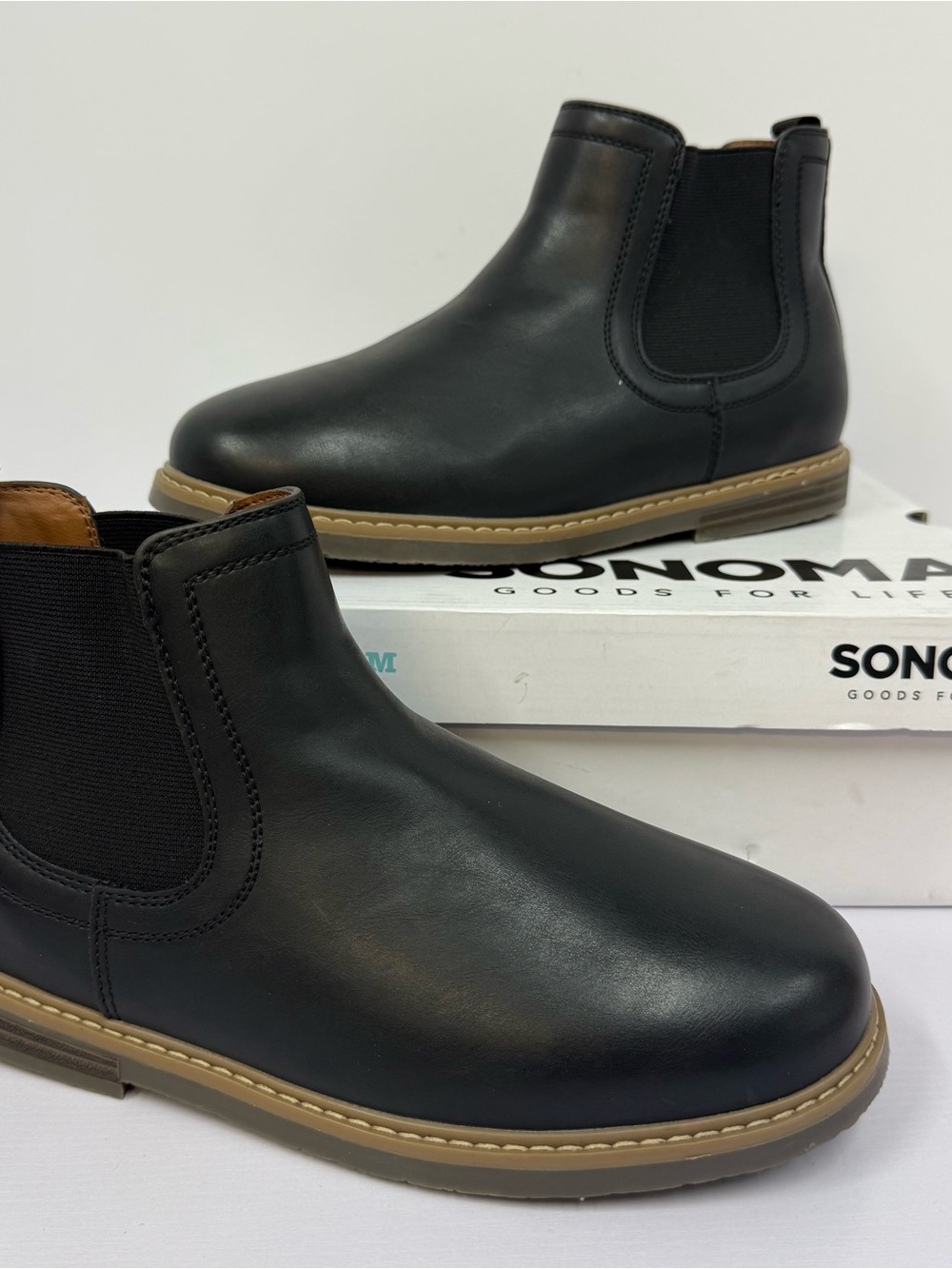 Sonoma Black Kids Chelsea Boots with Tan Trim